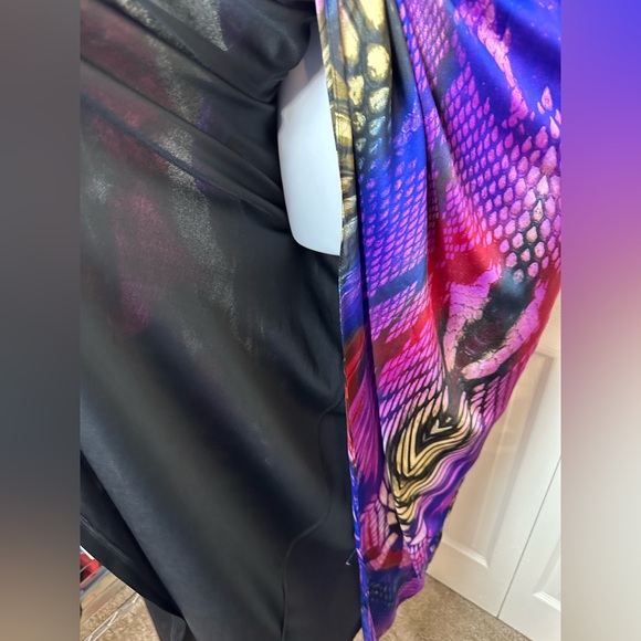 BOSTON PROPER Maxi Dress Mirrored Anaconda Python Snake Print VNeck Side Slit - Picture 7 of 13